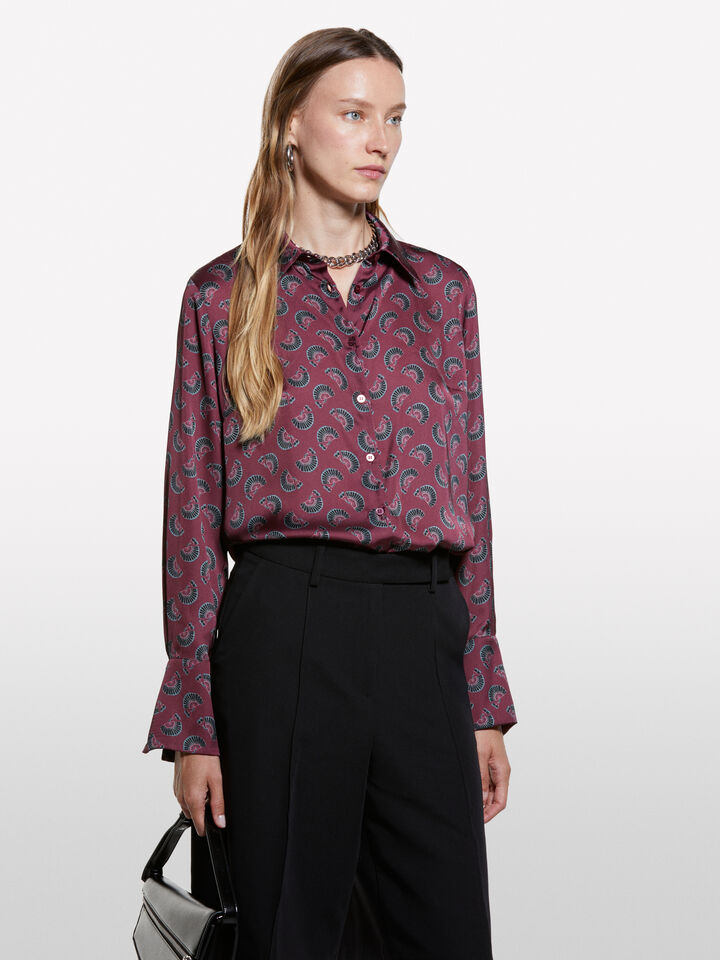 Blush shirt in printed satin - women's shirts - Blush | Sisley image number 3